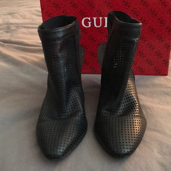 Guess Open Heel Leather Mesh Booties - Picture 2 of 6